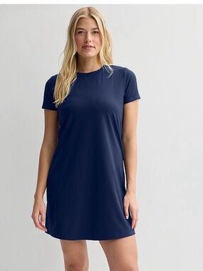 Women’s Tek Gear Essential Soft Navy Blue Crew Neck Short Sleeve Dress. Size XL